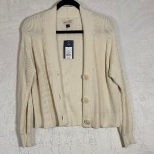 Universal Standard Cream 100% Cotton Cardigan Sweater Small NWT